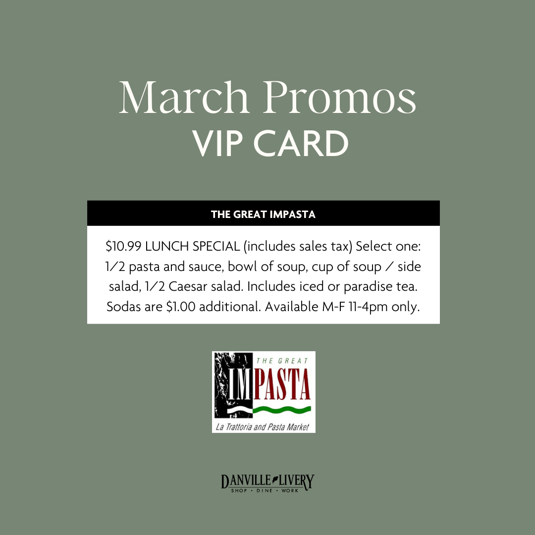A march promos vip card for the great impasta
