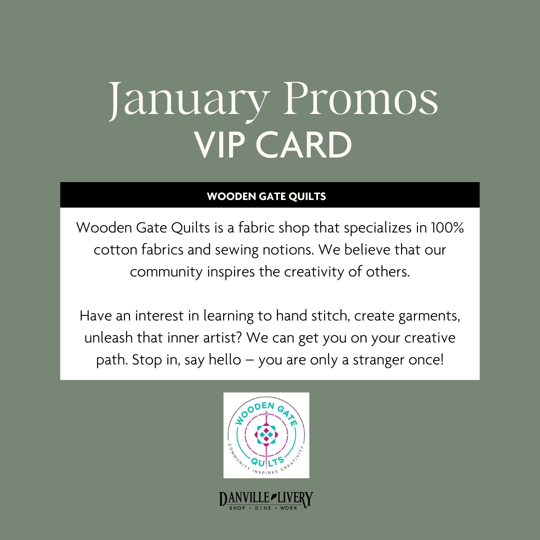 A january promos vip card for wooden gate quilts