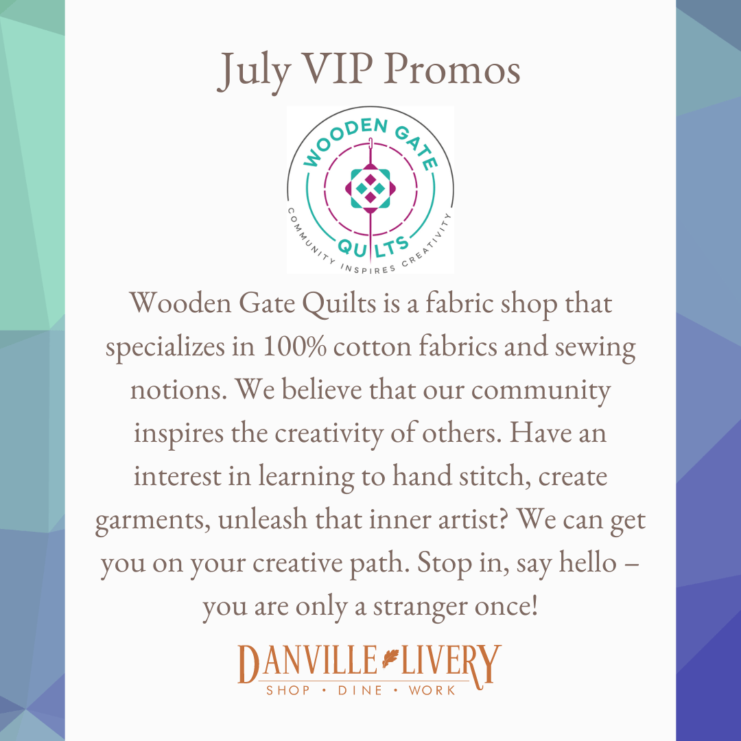 Wooden gate quilts is a fabric shop that specializes in 100 % cotton fabrics and sewing notions.