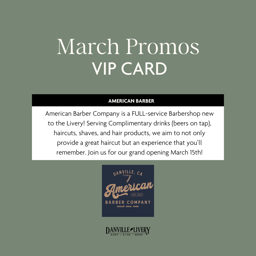 A march promos vip card for american barber company