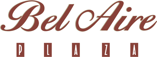 A logo for bel aire pizza on a white background
