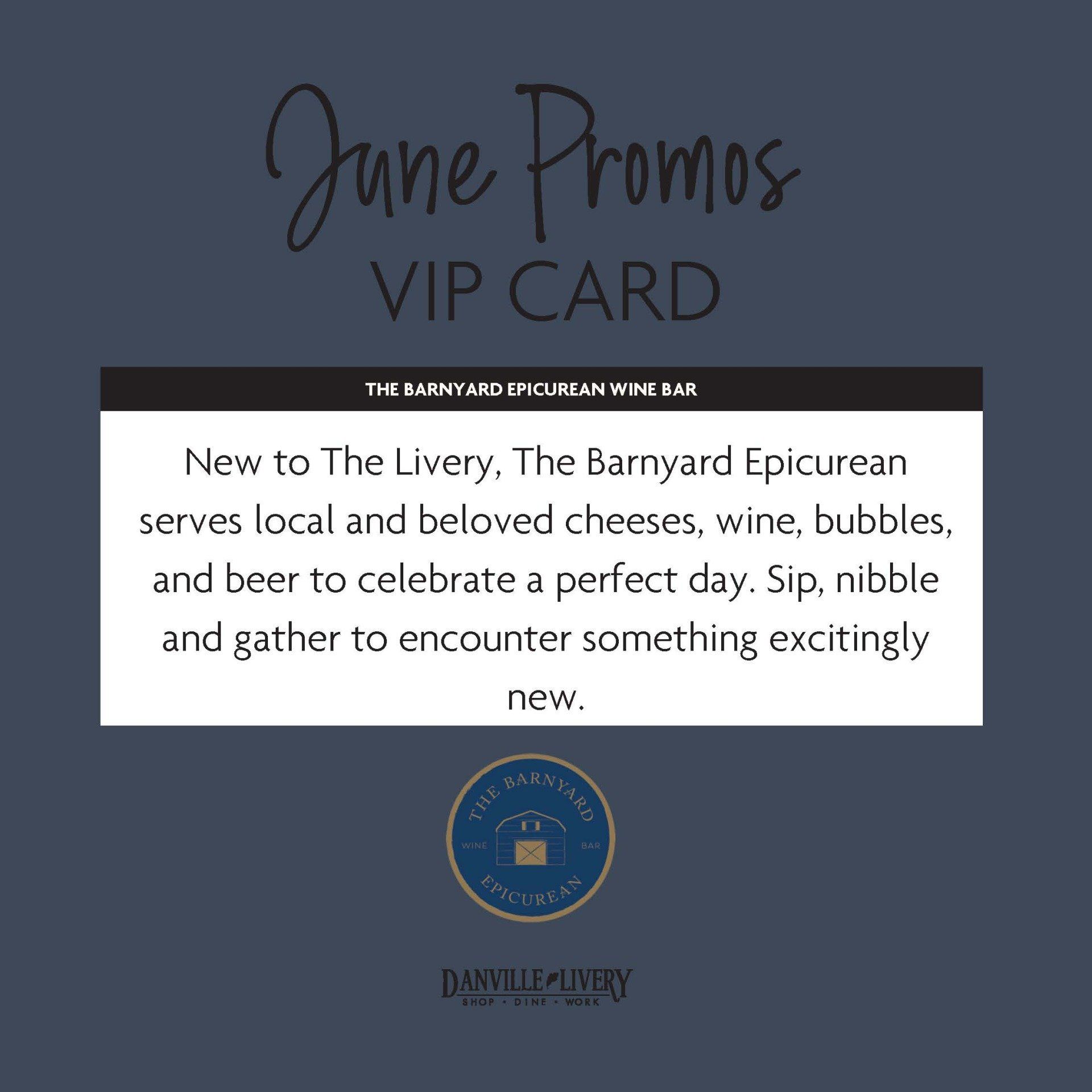 A june promos vip card for the barnyard epicurean