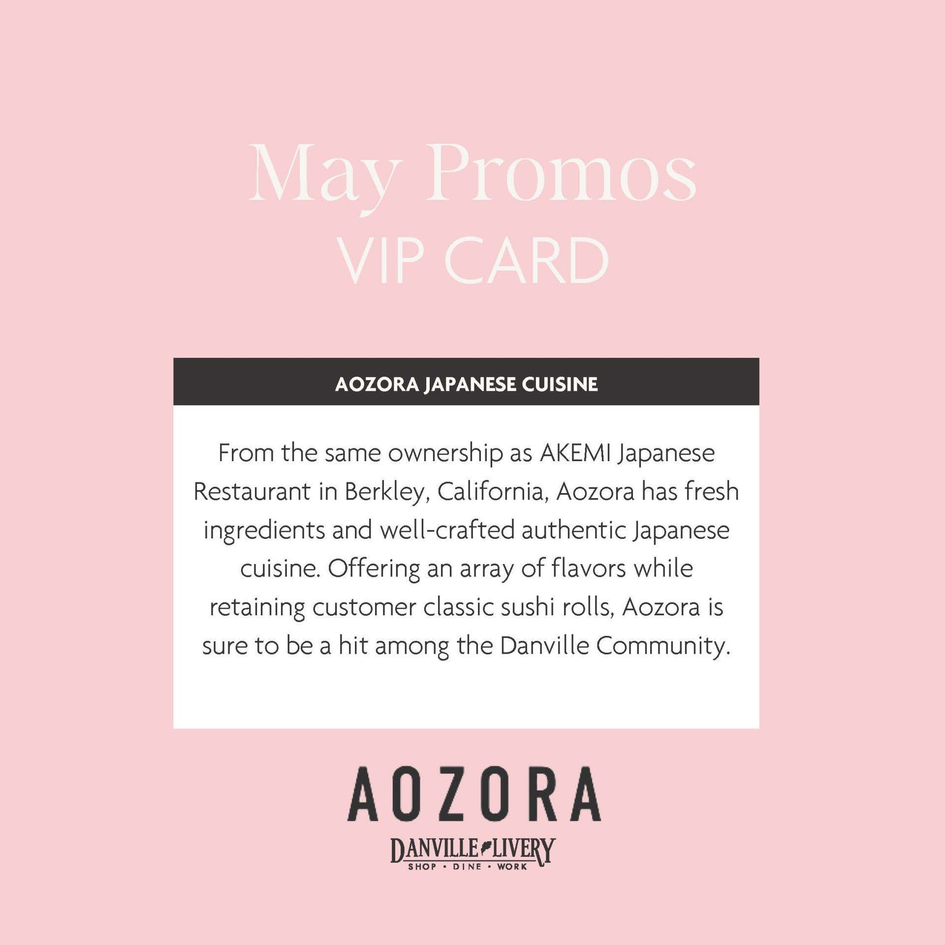 A promotional card for a restaurant called aozora