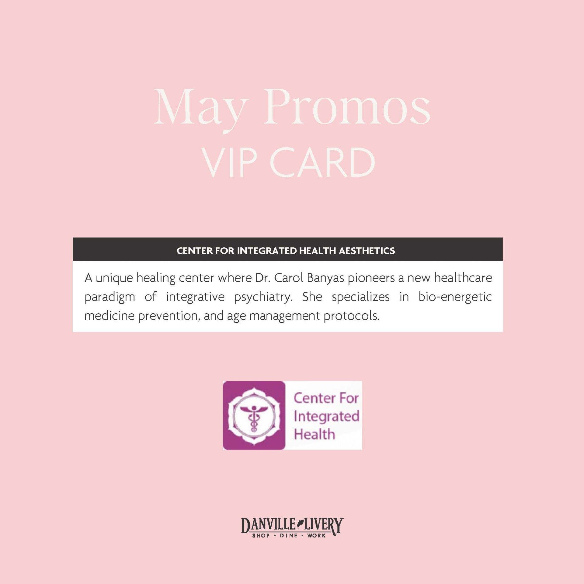 A pink background with the words may promos vip card on it