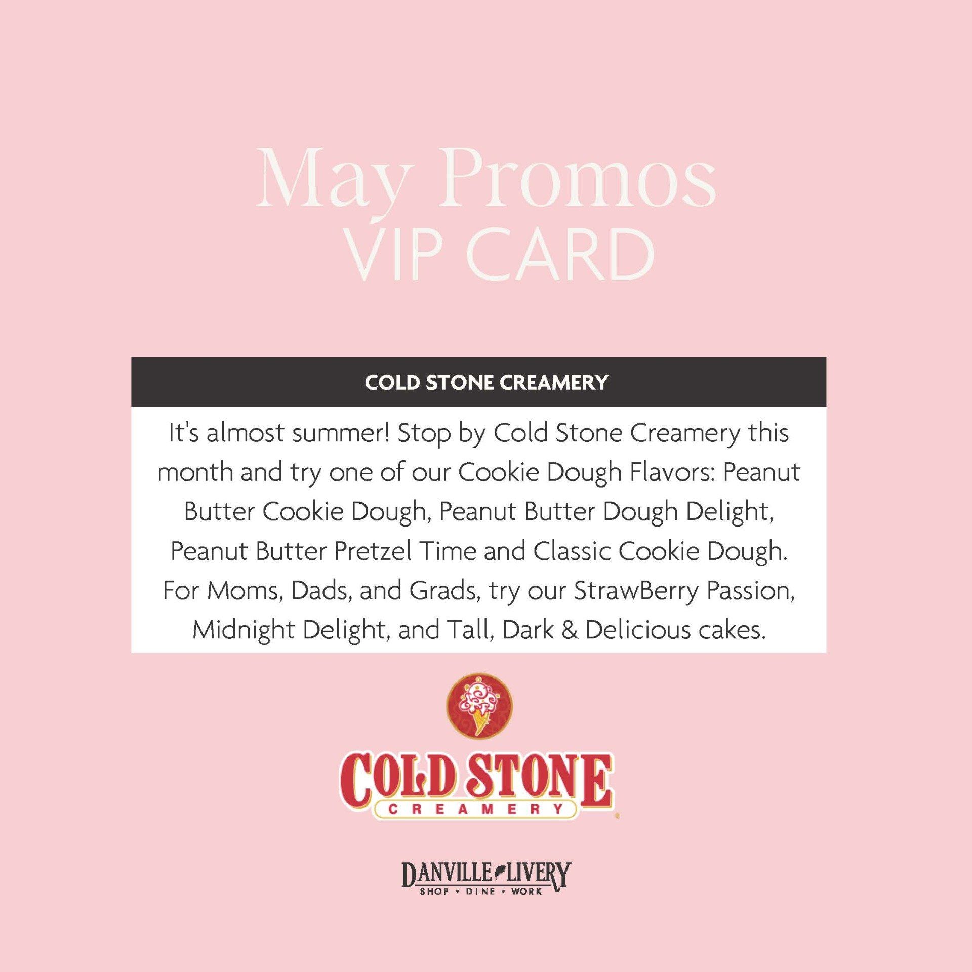 A may promos vip card for cold stone creamery