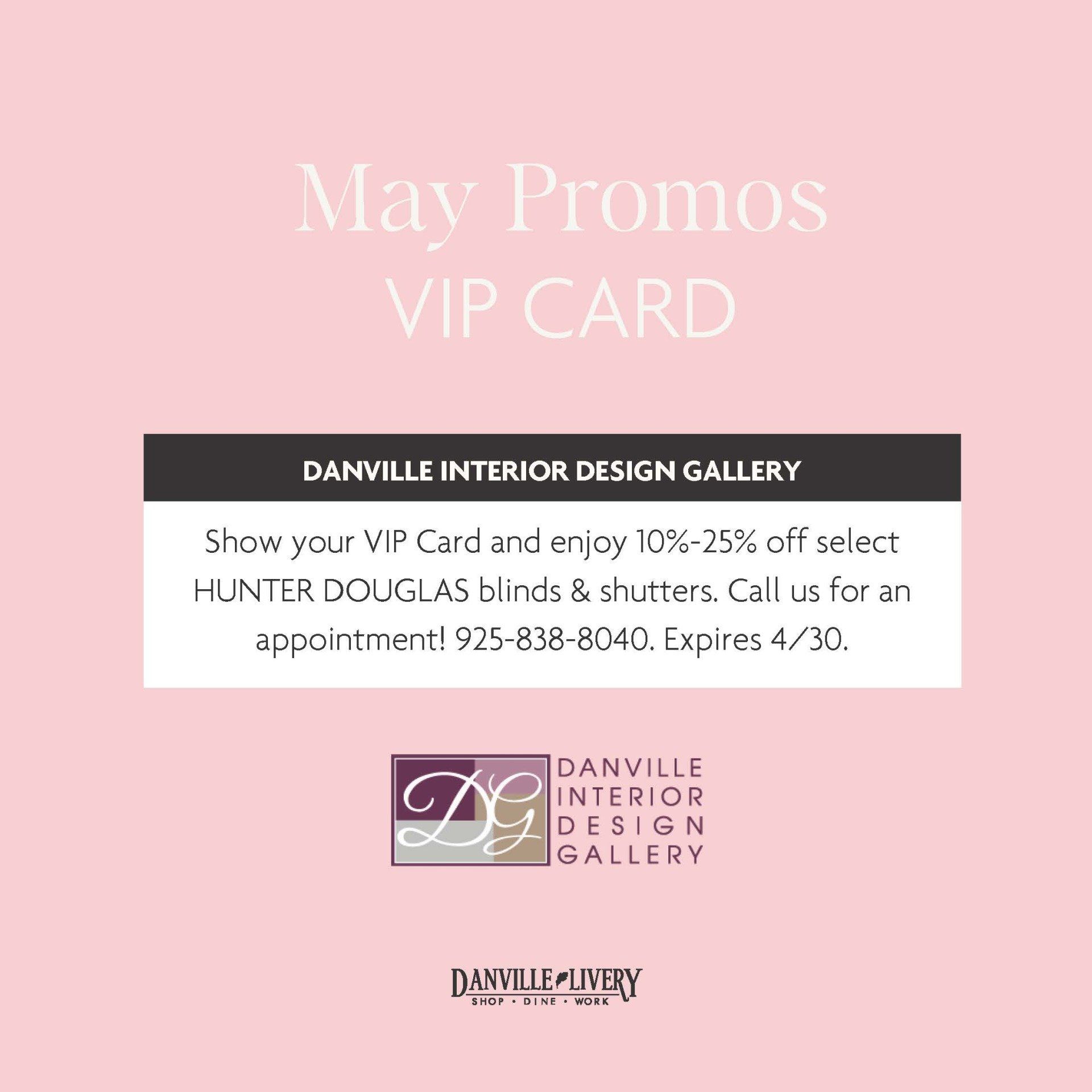 A pink and white advertisement for danville interior design gallery