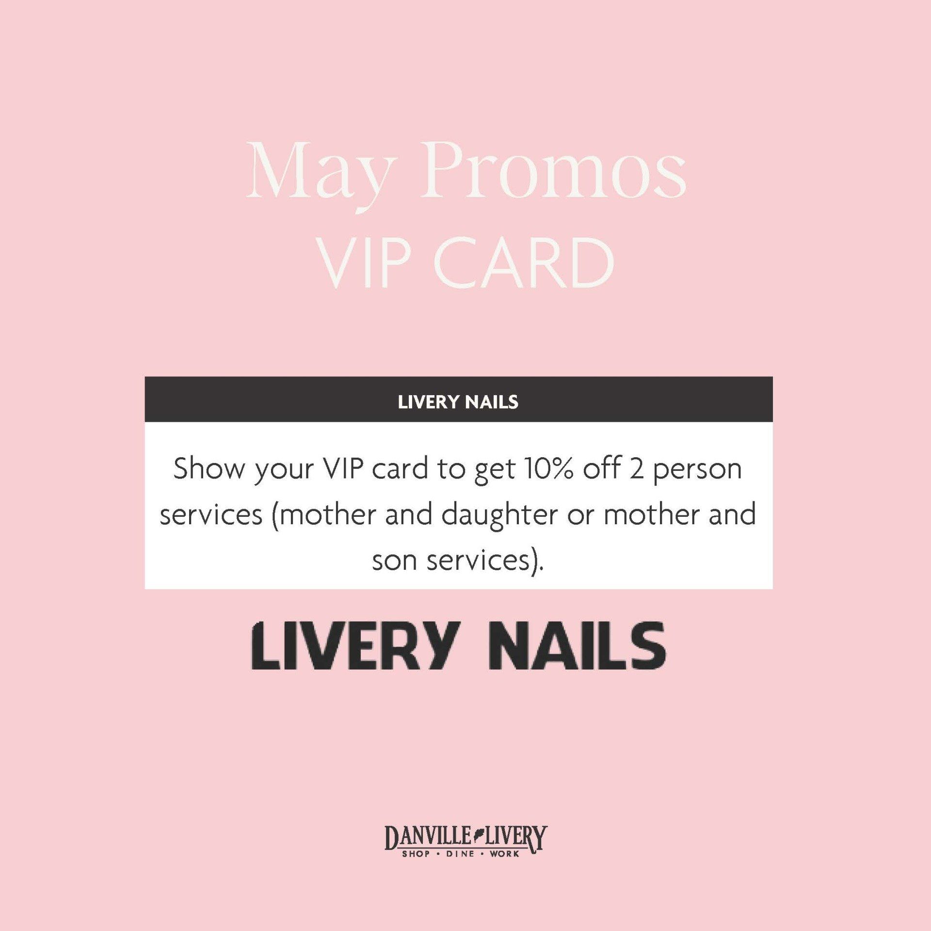 A pink background with a black and white sign that says `` may promos vip card ''.