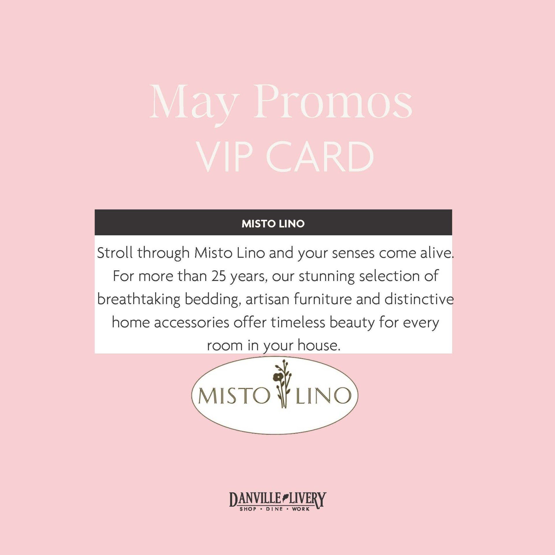 A pink background with white text that says may promos vip card