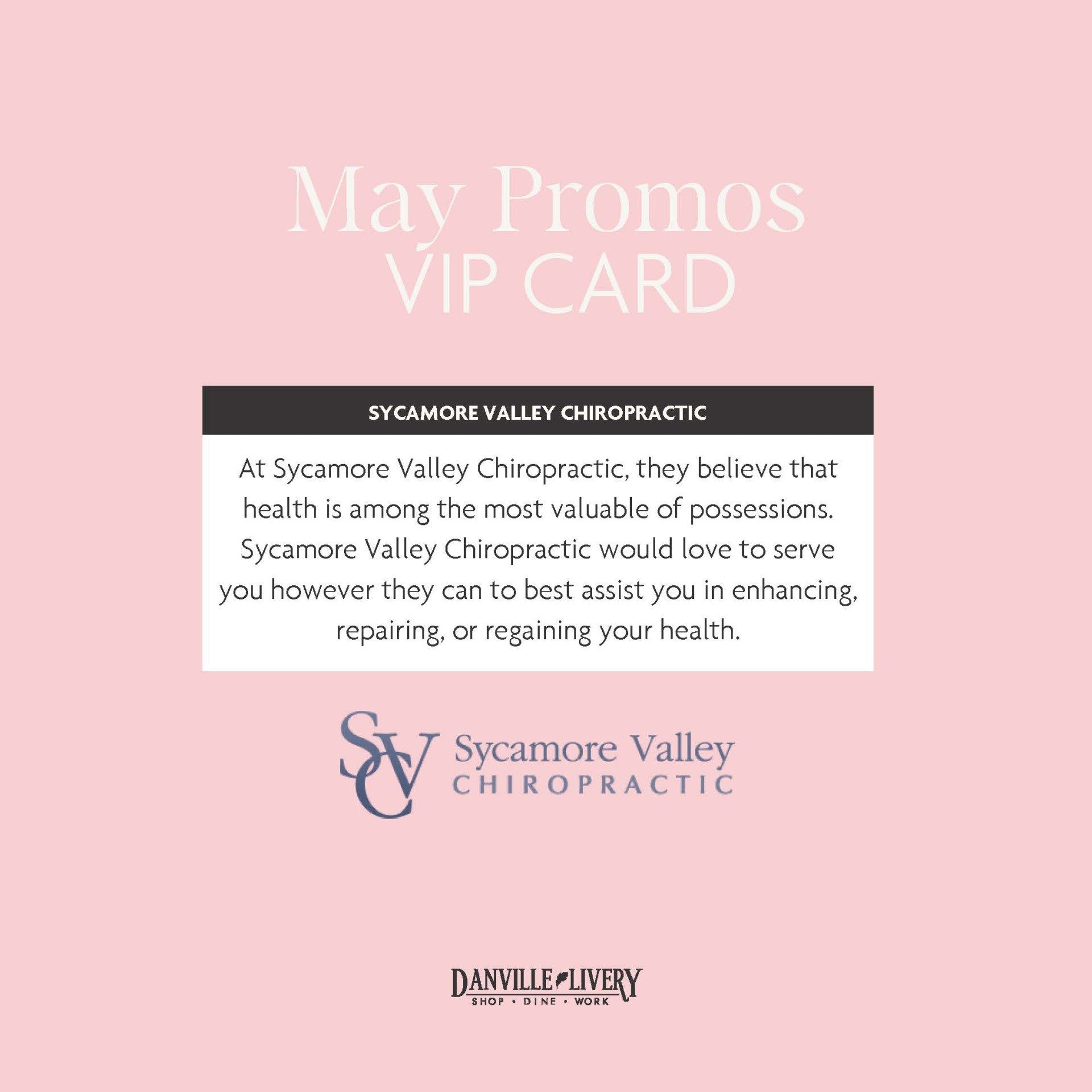 A may promos vip card for sycamore valley chiropractic