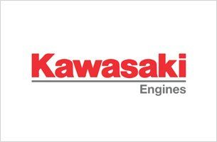 Logo Kawasaki Engines in rosso sopra la scritta 