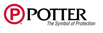 Logo for Potter, featuring a red circle with a white
