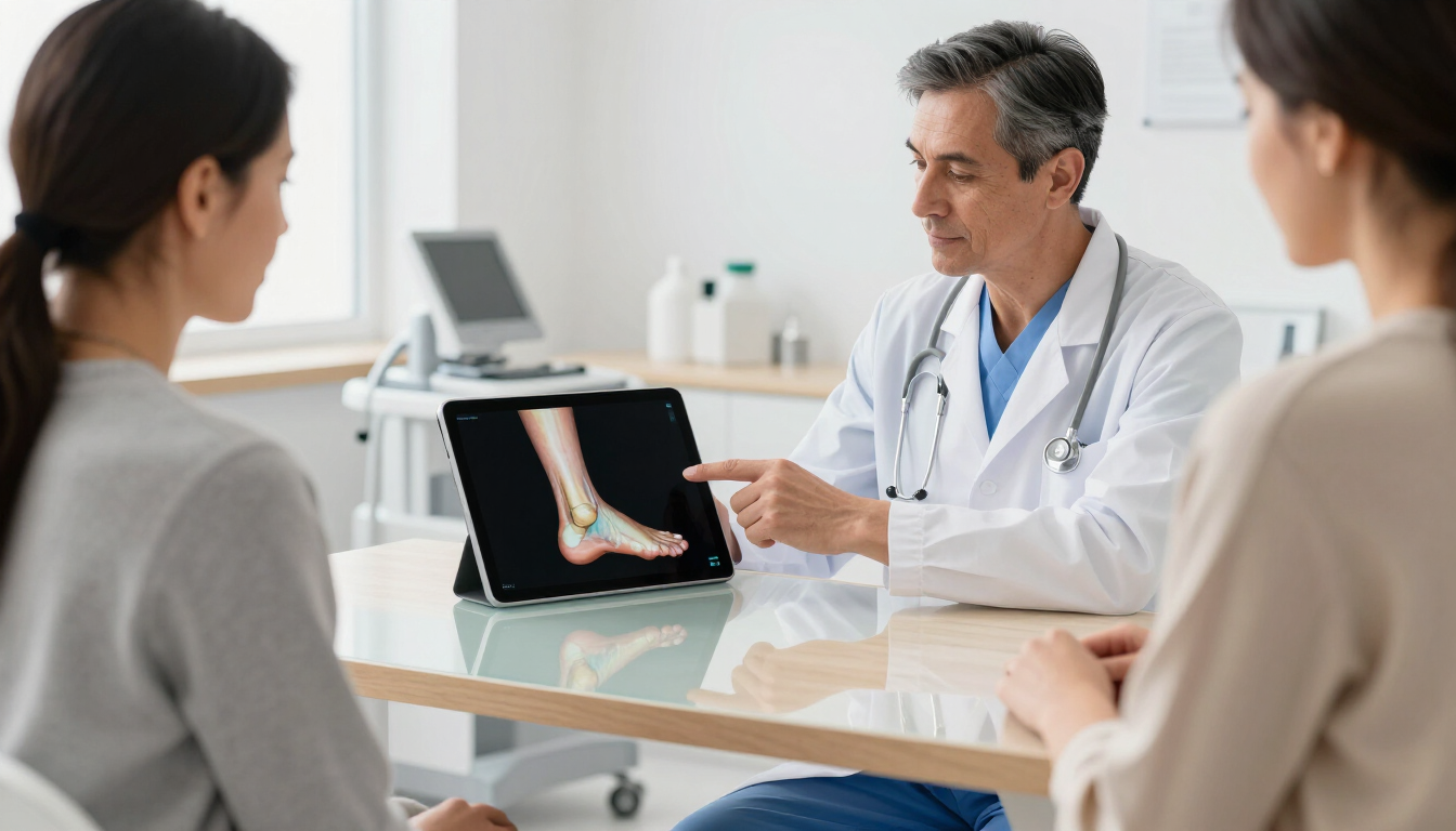 Podiatrist showing foot scan