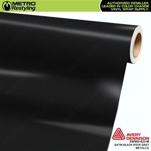 Roll of satin black metallic vinyl wrap.