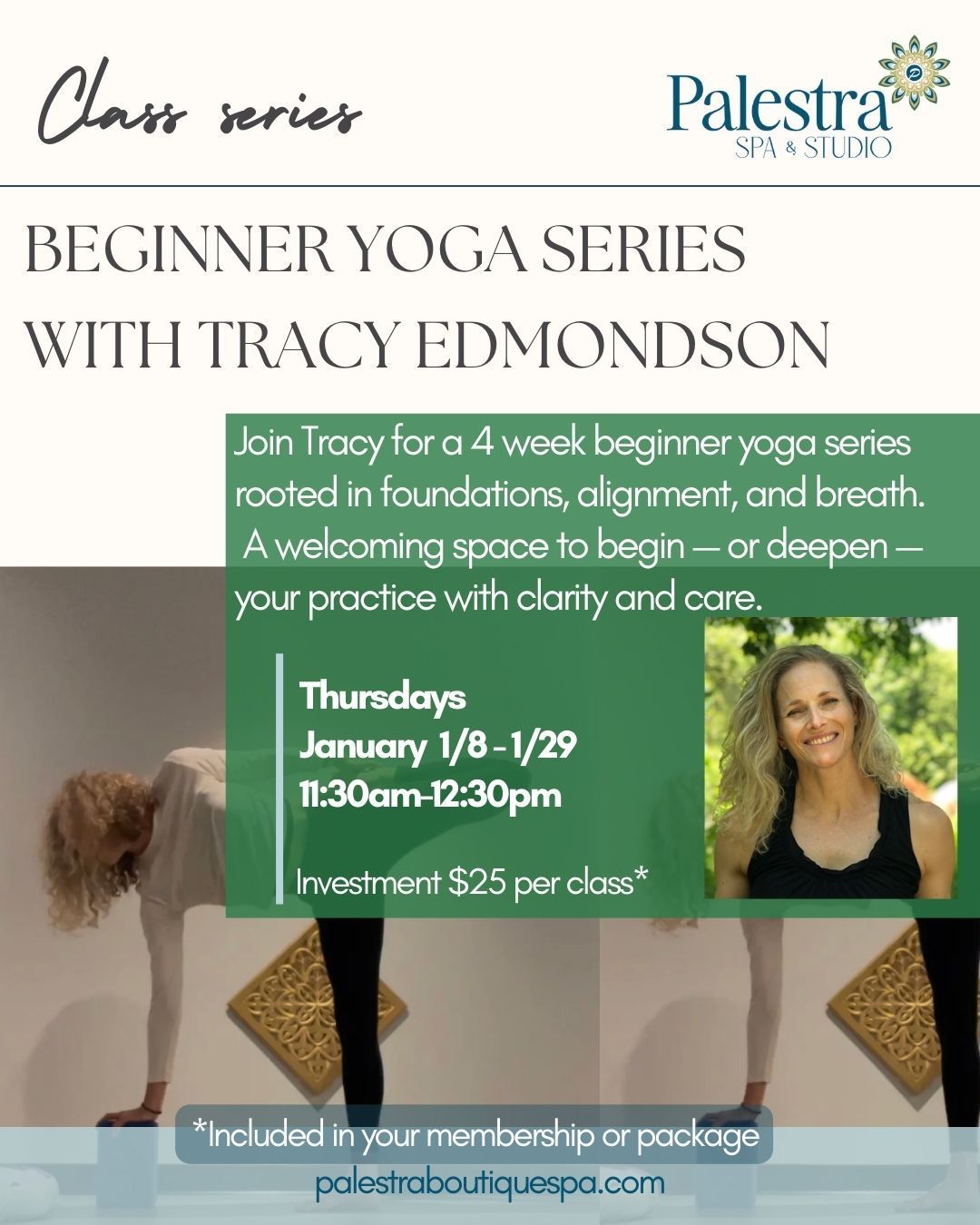 Beginner Yoga Series with Tracy Edmondson at Palestra Spa & Studio