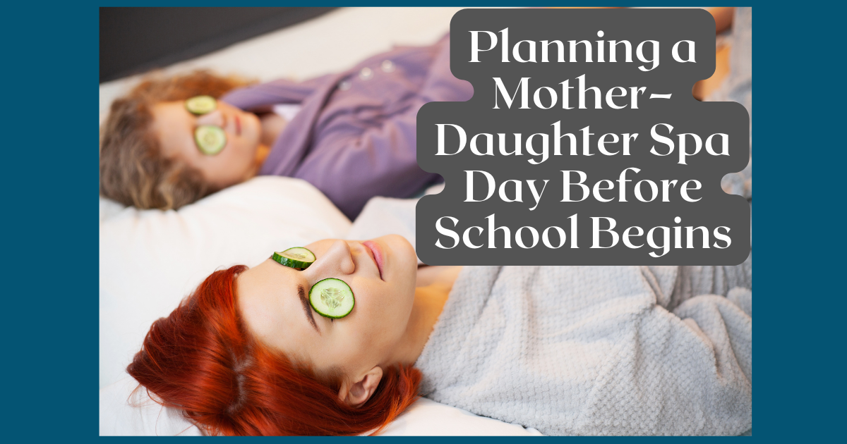 Mother and daughter relaxing side by side with cucumber slices over their eyes at a spa
