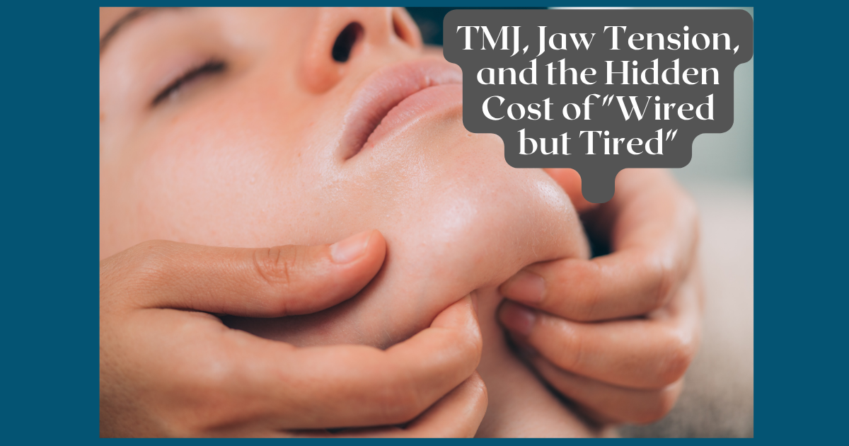 Massage therapist working on client's jaw muscles