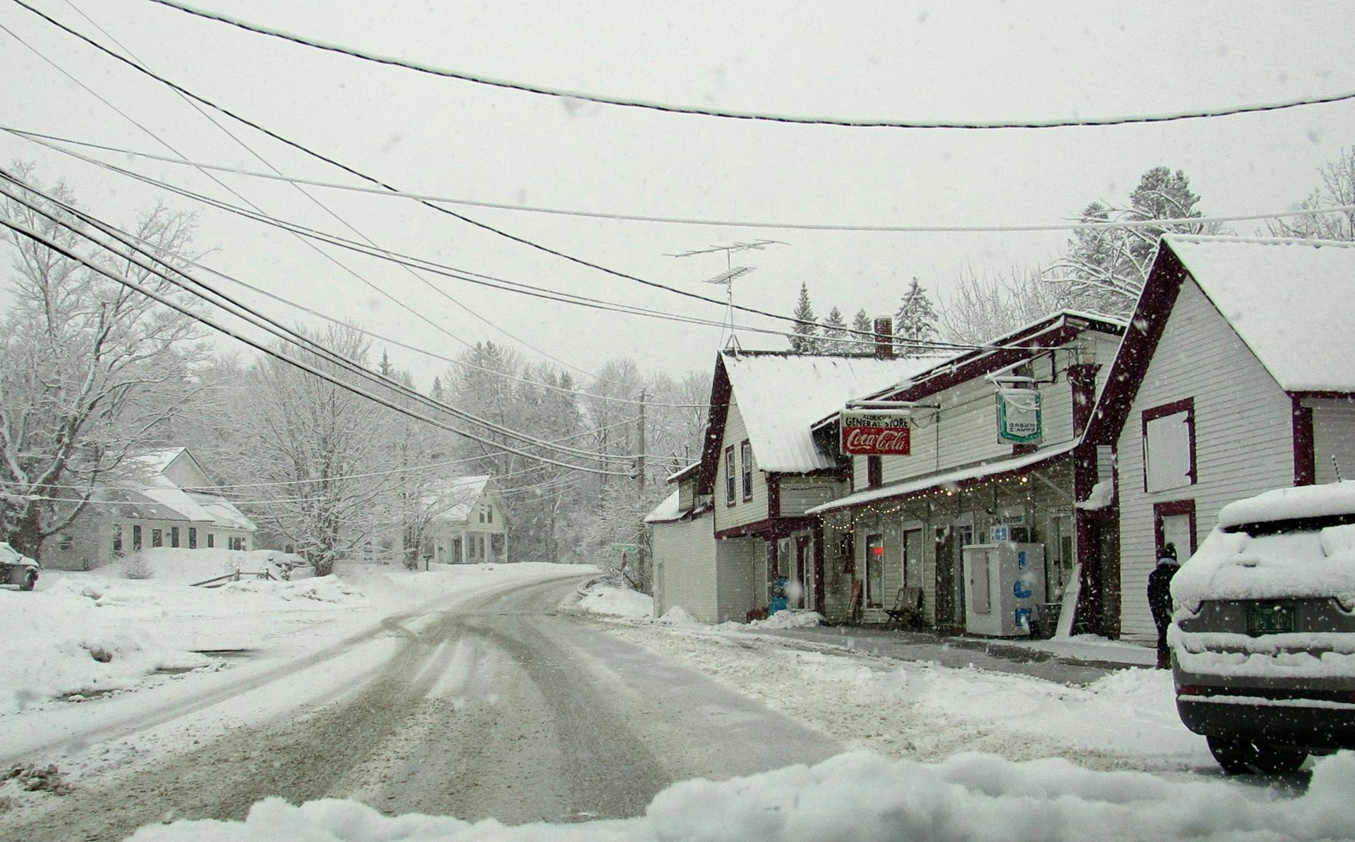 snow-covered town roads in Burke, Vermont