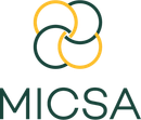 Logo MICSA con anelli intrecciati verdi e dorati sopra la parola MICSA