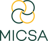 Logo MICSA con anelli intrecciati verdi e dorati sopra la parola MICSA