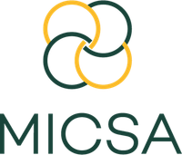 Logo MICSA con anelli intrecciati verdi e dorati sopra la parola MICSA