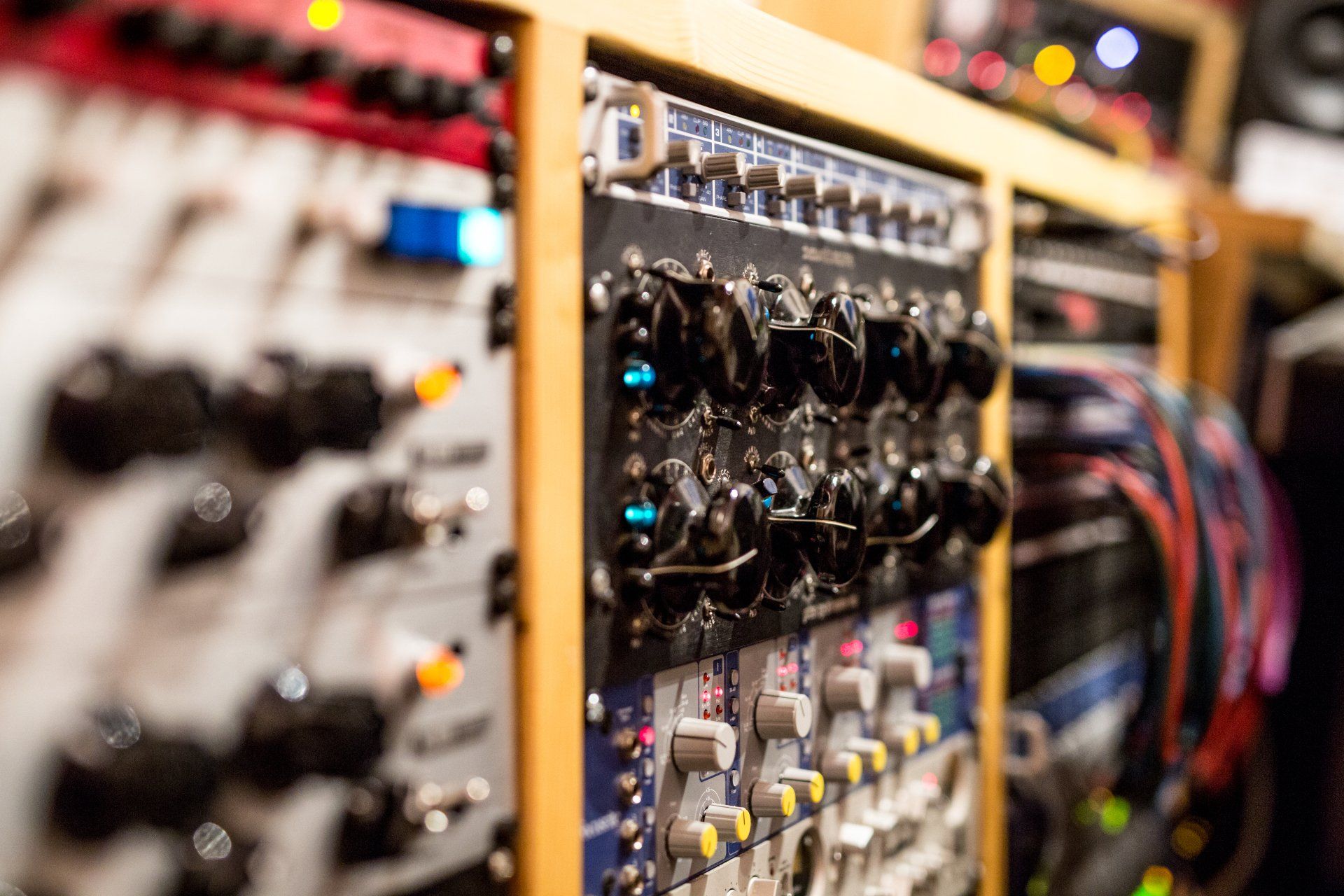 A view of the Preamps in the control room at New Cut Studios