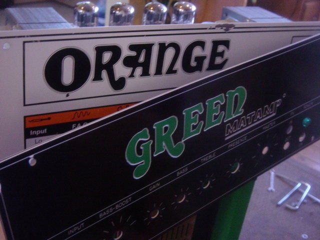 Oranges for Greeny Green Matamp faceplate over Orange amp