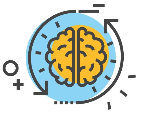 An icon of a brain in a circle with arrows around it.