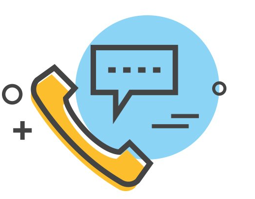 An icon of a phone with a speech bubble on it.