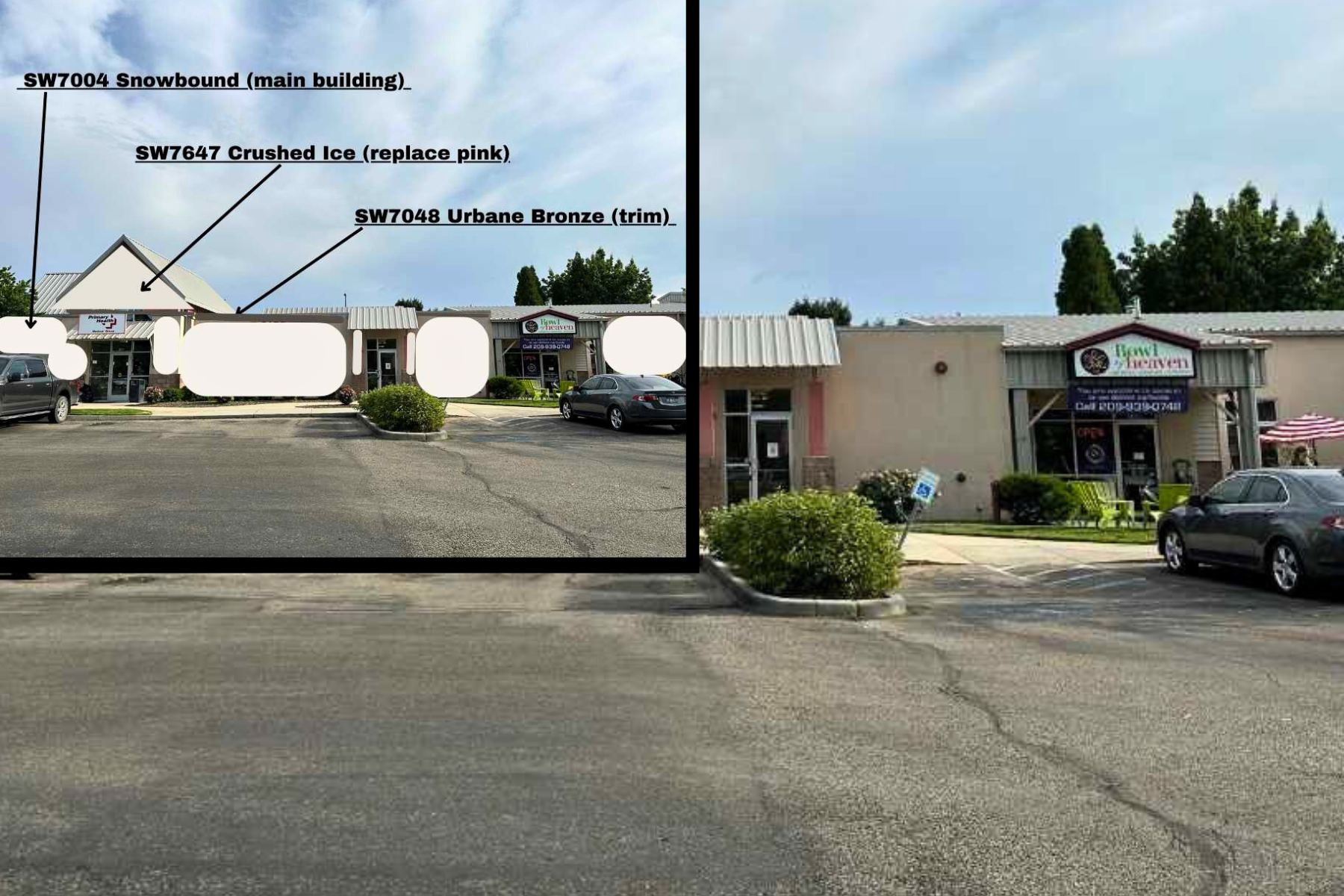 A picture of a building with cars parked in front of it