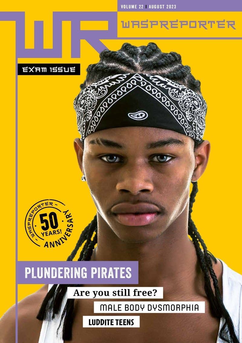 Een man met een bandana staat op de cover van een tijdschrift