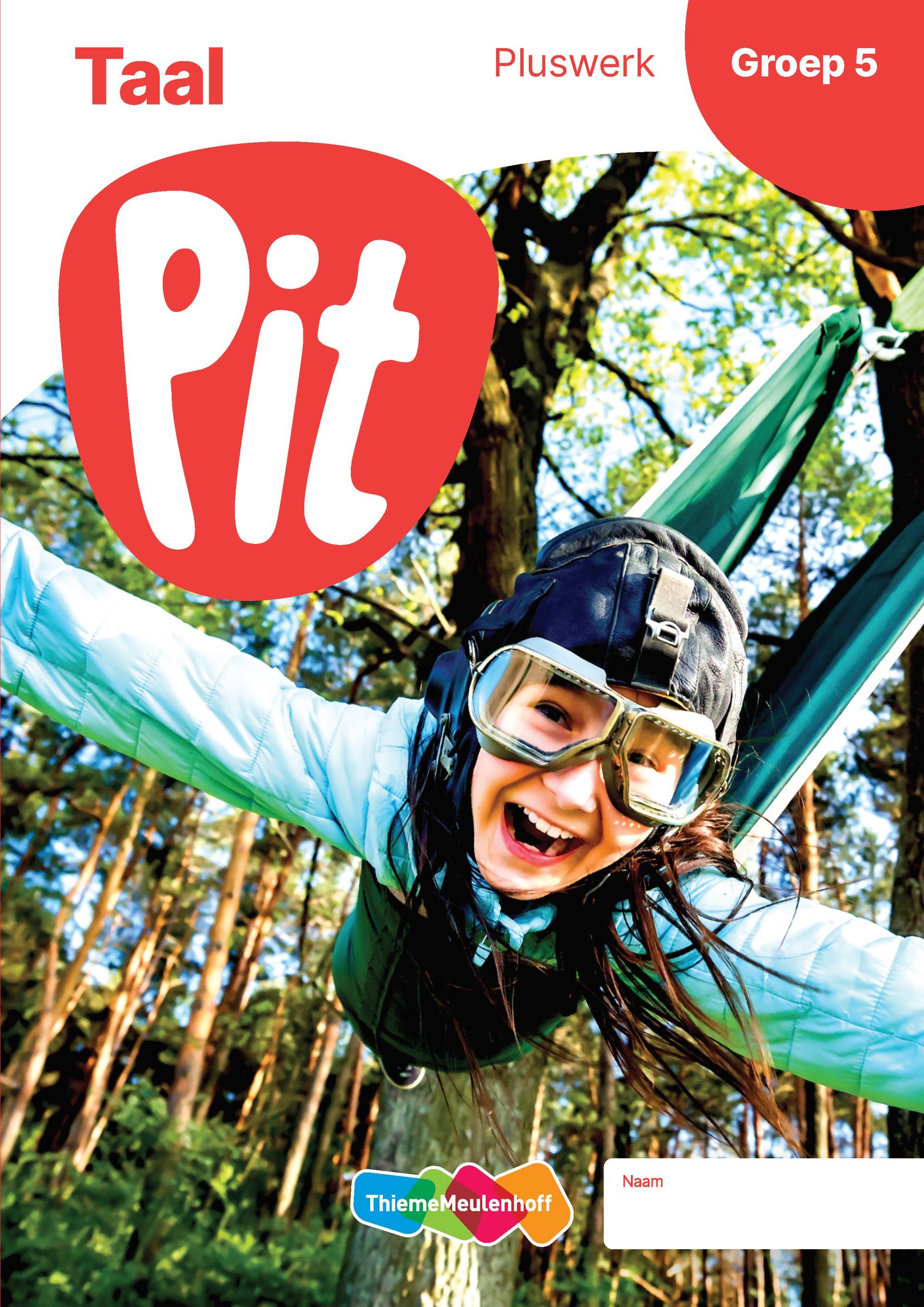 Een meisje vliegt door de lucht op de cover van een boek genaamd pit