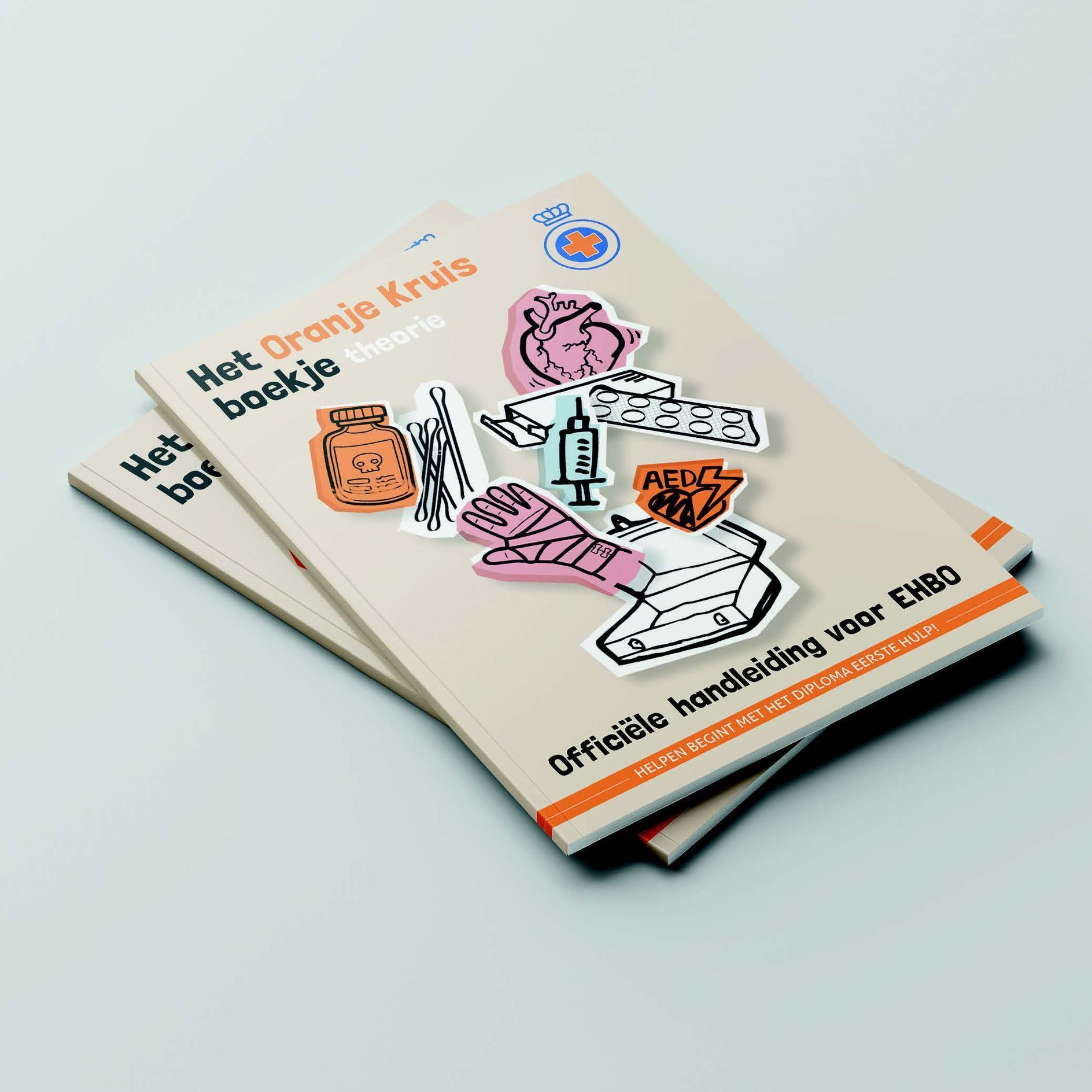 Een boek met de titel het oranje kruis ligt bovenop een ander boek