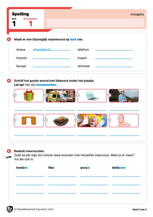 Een werkblad voor een vreemde taal met afbeeldingen van verschillende objecten.