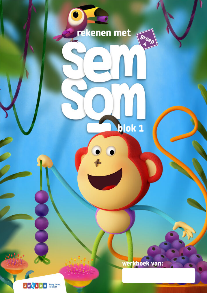 Een boek genaamd sem som heeft een aap op de cover