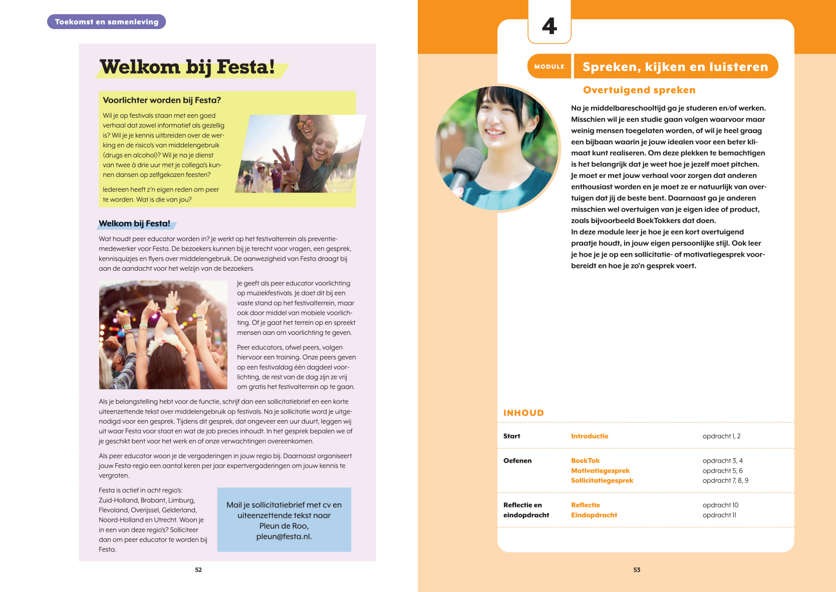Een notenkraker gemaakt van woorden op een oranje achtergrond.