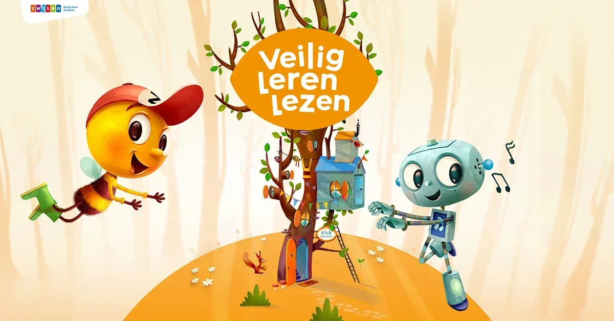 Een bij en een robot staan ​​naast een boom.