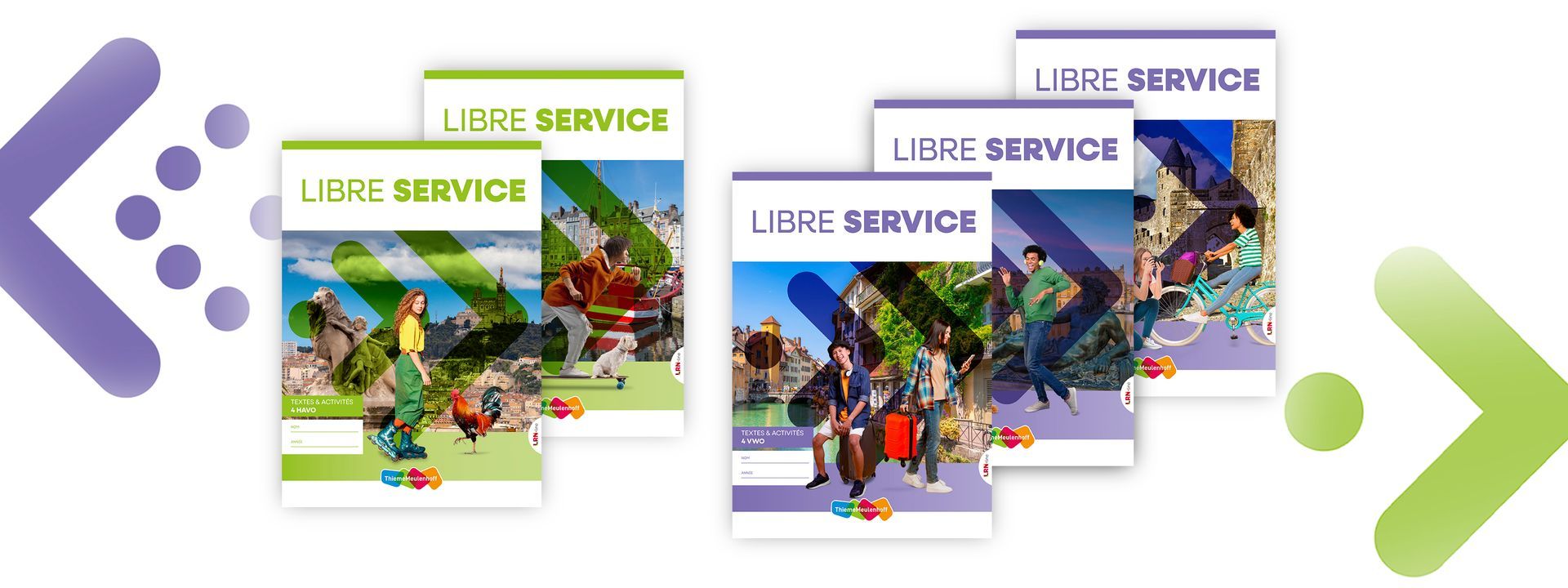 Een groep brochures met het woord service erop