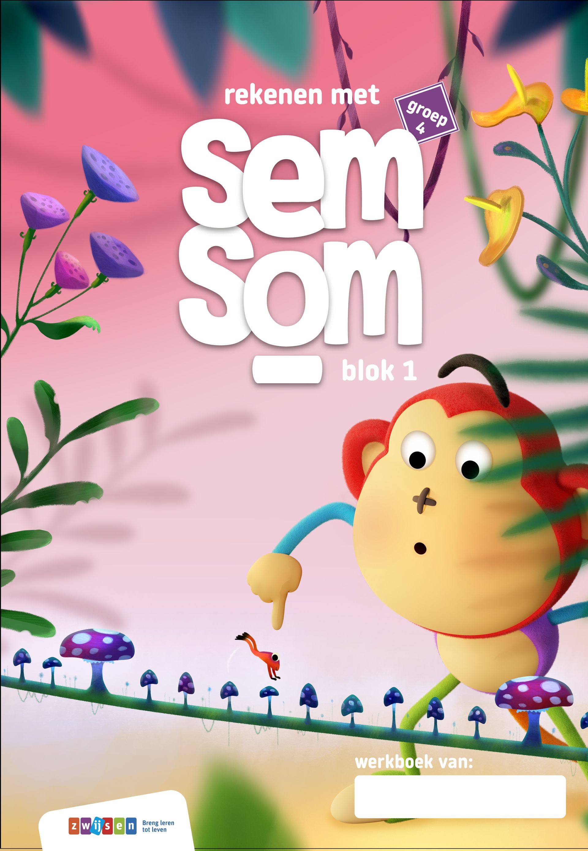 De omslag van een boek met een aap en bloemen erop.