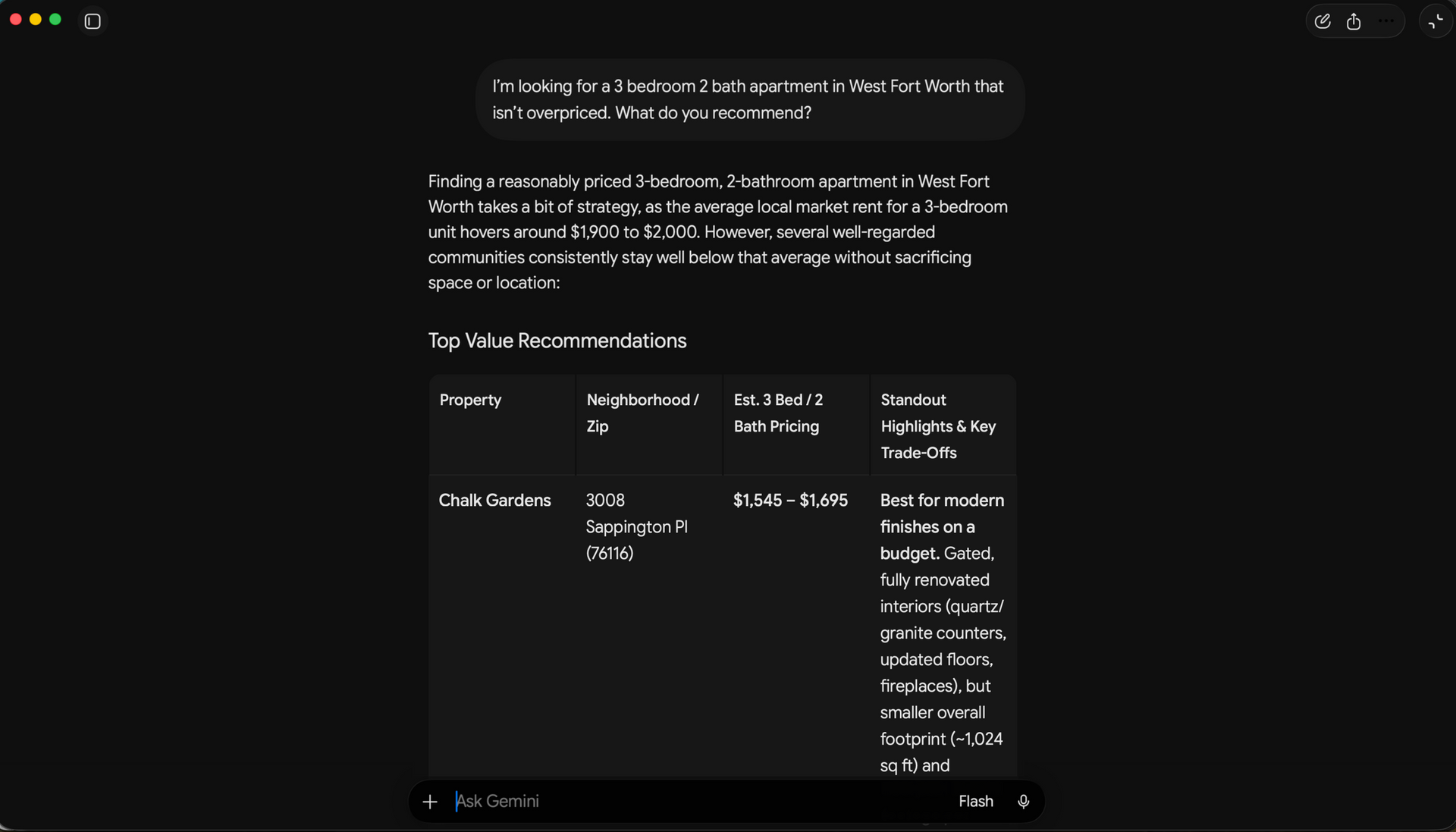 Dark webpage with white text and a small table of options or data in the center.