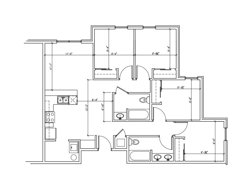 A black and white floor plan of a house with measurements.