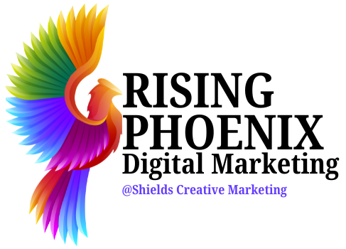 Colorful phoenix logo with text 
