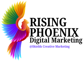 Colorful phoenix logo with text 
