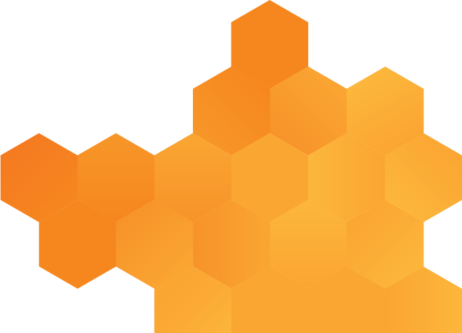 Orange honeycomb hexagons on a white background