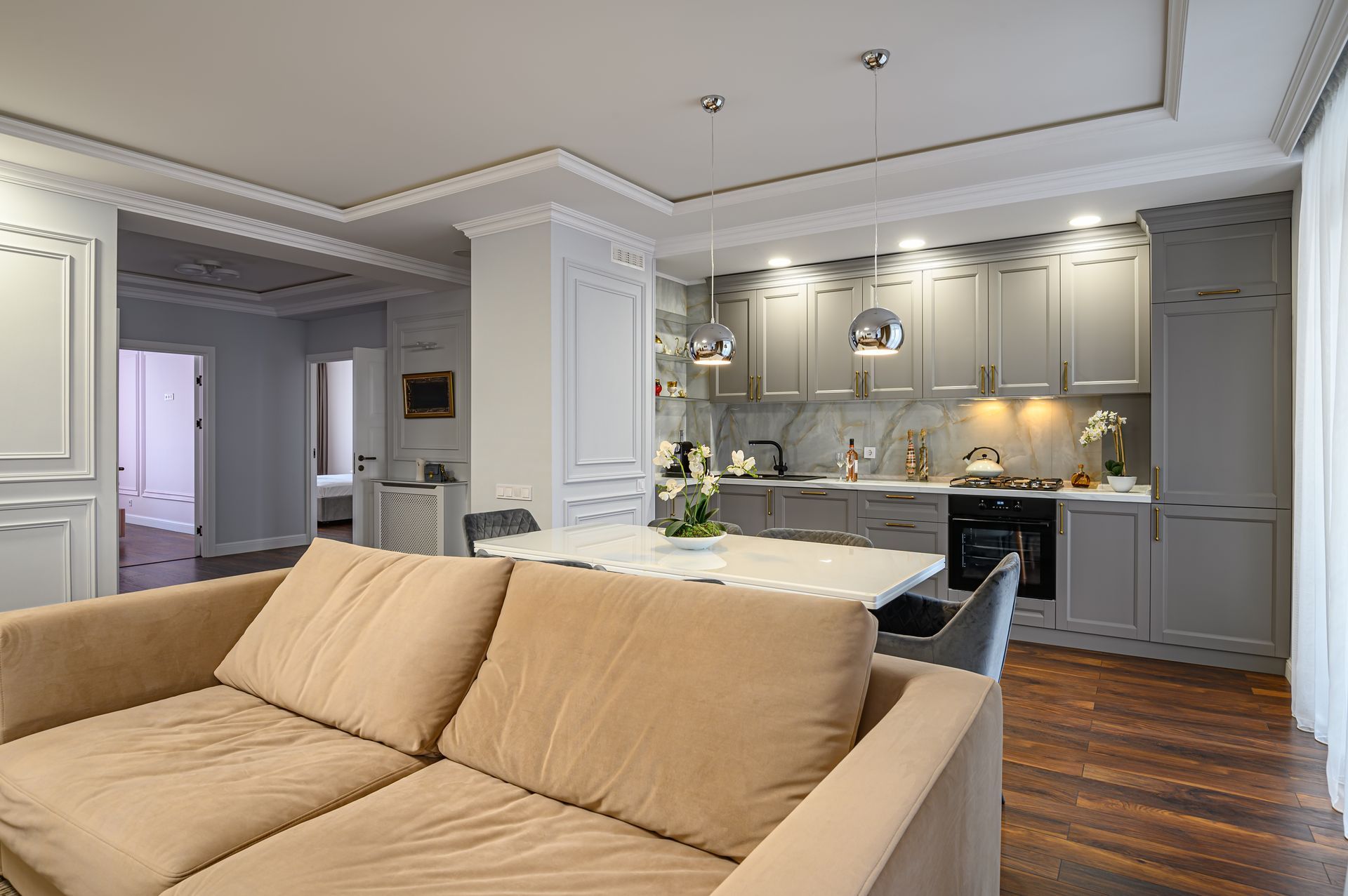 Finished basement living space with open layout and custom design NJ