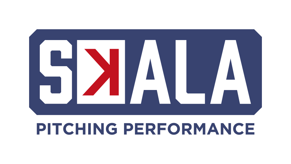 The logo for skala pitching performance is on a black background.