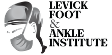 Logo for Levick Foot & Ankle Institute: a person in a medical mask and cap running, next to the company name.