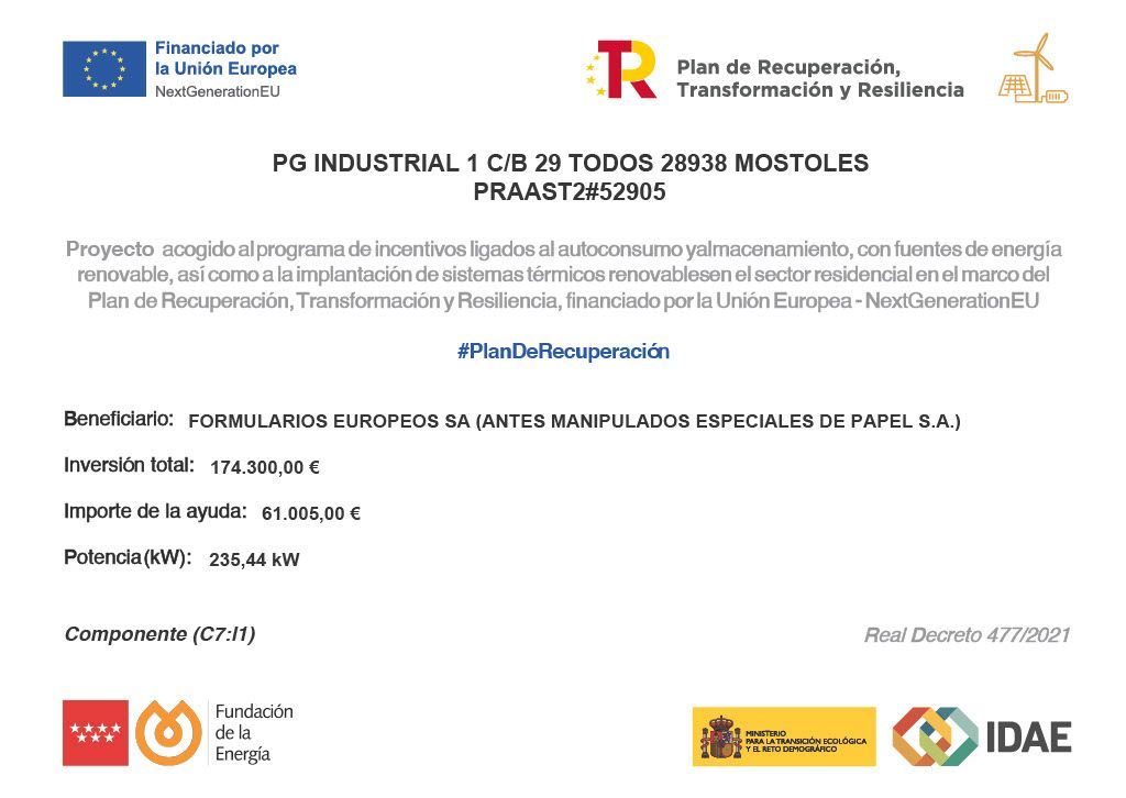subvencion union europea para instalacion fotovoltaica en empresa fesa