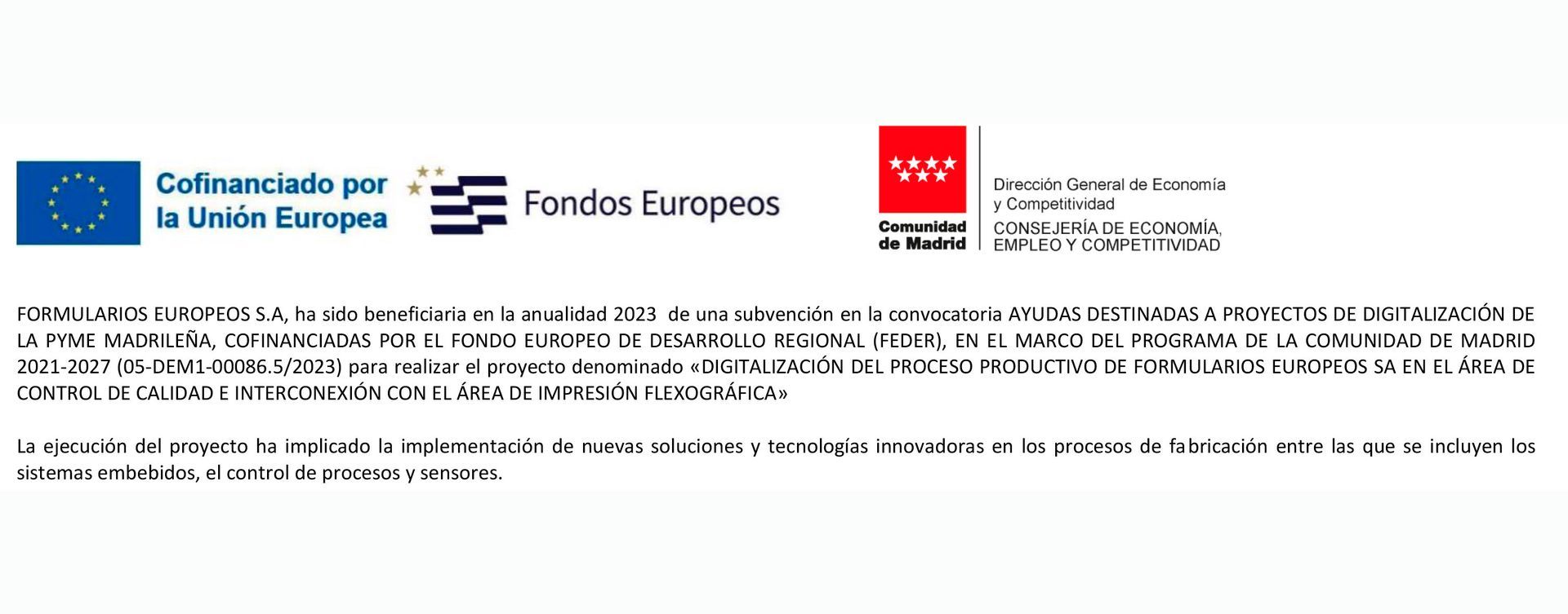 ayudas 2023 union europea y comunidad de madrid para proyectos industriales fesa