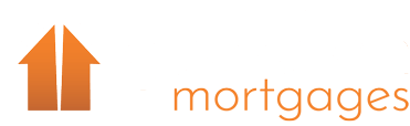 Logo of a house divided in two, orange, with the word