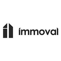 Un logo noir et blanc pour l'immobilisation sur fond blanc.